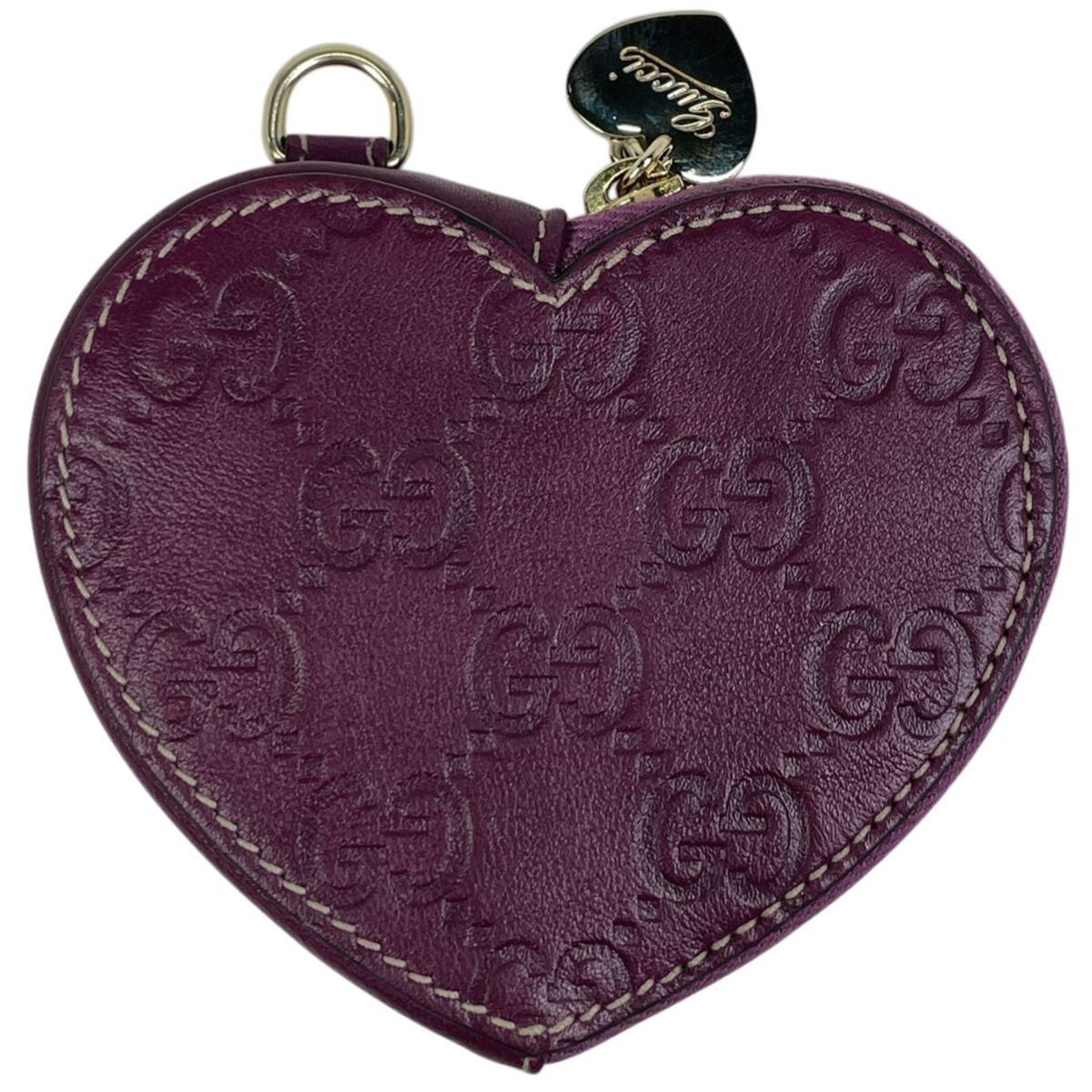Gucci Guccissima Coin Purse Signature Heart Case Leather Purple