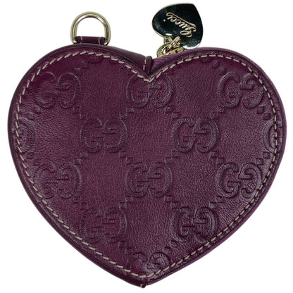 Gucci Guccissima Coin Purse Signature Heart Case Leather Purple