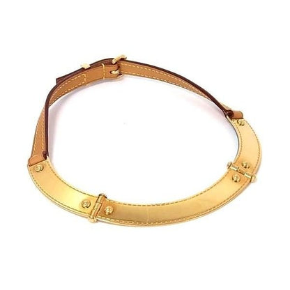 Louis Vuitton Collier Lockme Leather Choker Gold Necklace