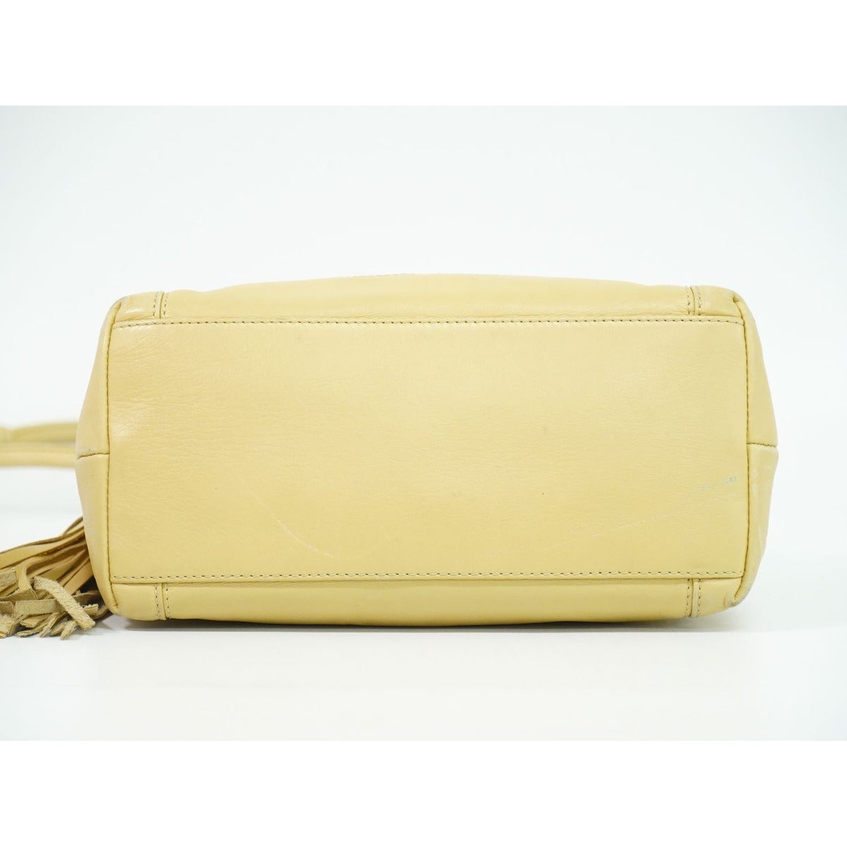 Chanel CC Logo Tassel Shoulder Bag Leather Beige — view 3