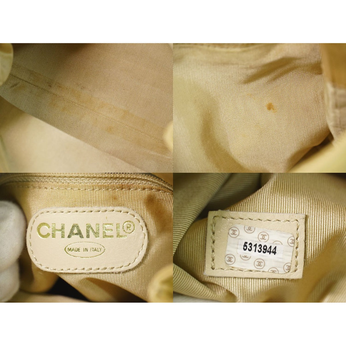 Chanel CC Logo Tassel Shoulder Bag Leather Beige — view 9