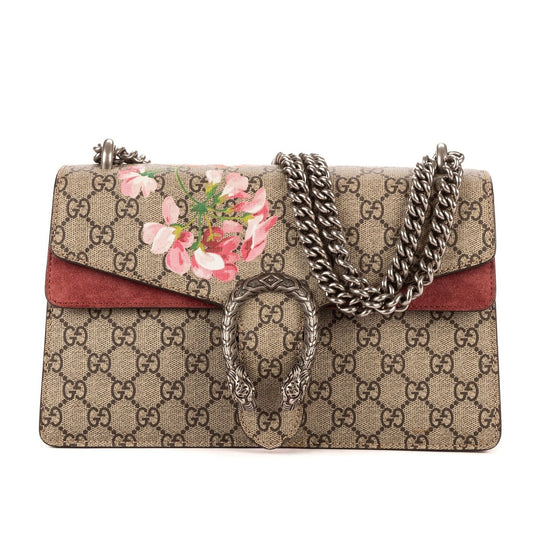 Gucci Blooms Dionysus Beige Burgundy Supreme Canvas Shoulder Bag
