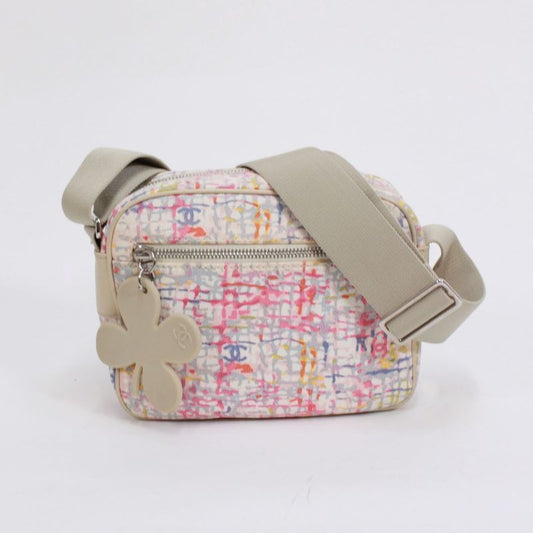 Chanel Canvas Beige Shoulder Bag Silver