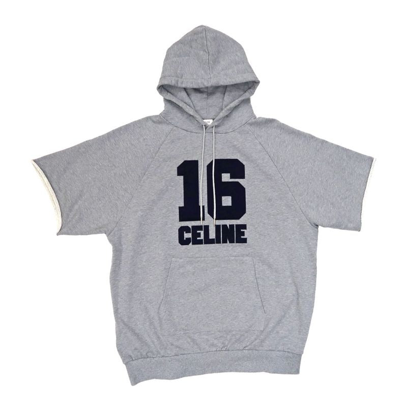 Celine Hoodie Short Sleeve Dress M Gray 2 X83 D670 Q Tunic Cotton
