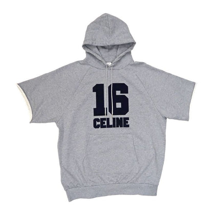 Celine Hoodie Short Sleeve Dress M Gray 2 X83 D670 Q Tunic Cotton