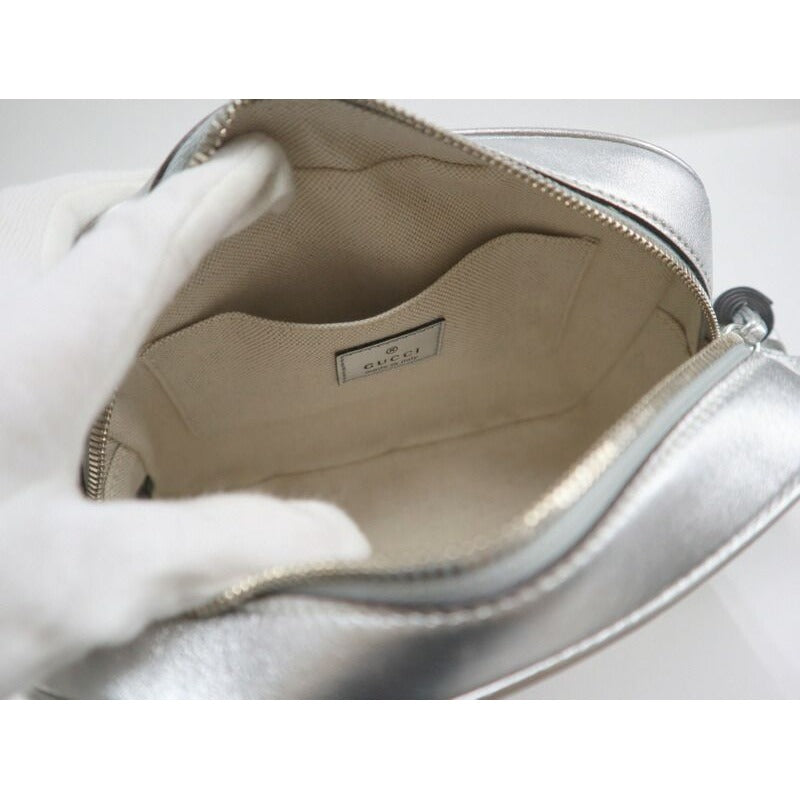 Gucci Blondie Small Shoulder Bag Silver Leather — view 5