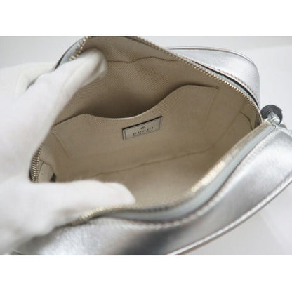 Gucci Blondie Small Shoulder Bag Silver Leather — view 5