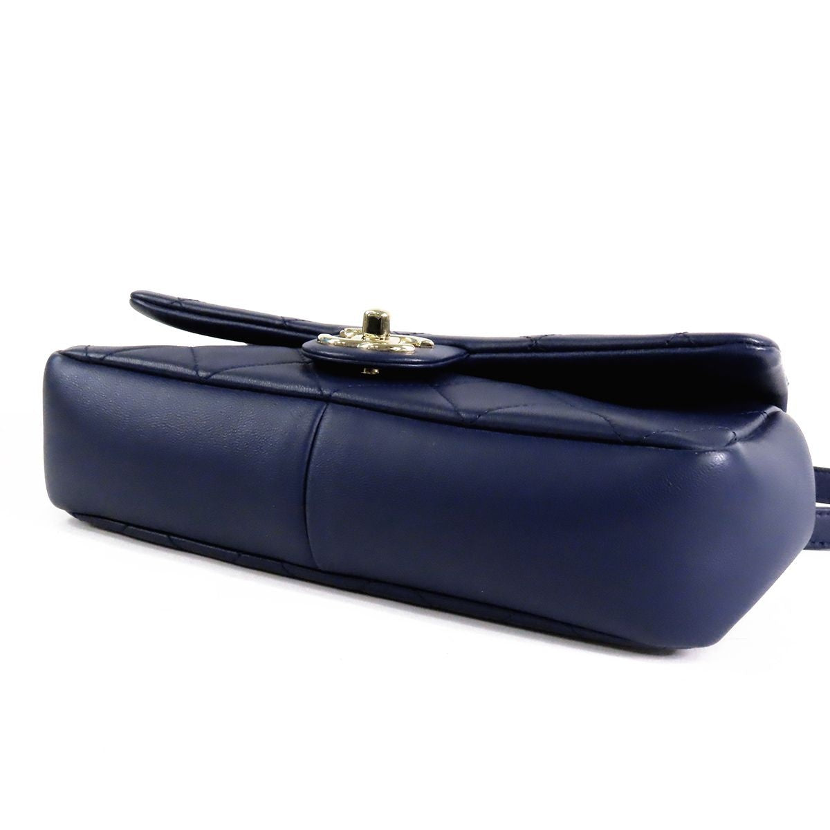 Chanel Quilted Chain Navy Gold Lambskin 2-Way Shoulder Bag — view 3