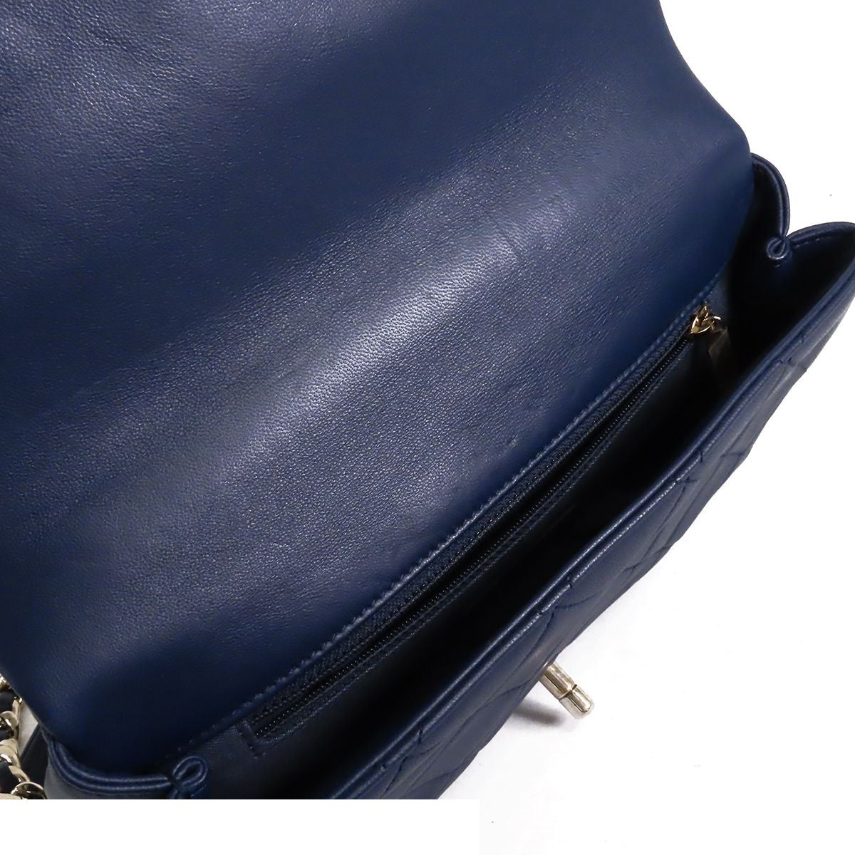 Chanel Quilted Chain Navy Gold Lambskin 2-Way Shoulder Bag — view 5