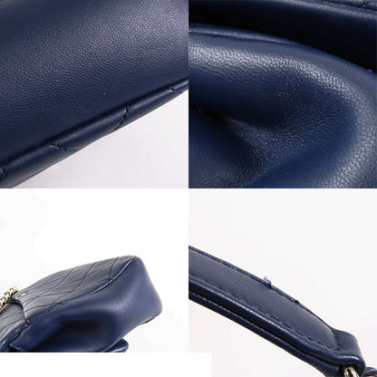 Chanel Quilted Chain Navy Gold Lambskin 2-Way Shoulder Bag — view 6