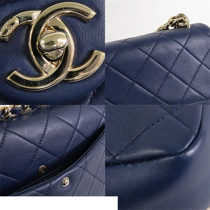 Chanel Quilted Chain Navy Gold Lambskin 2-Way Shoulder Bag — view 8