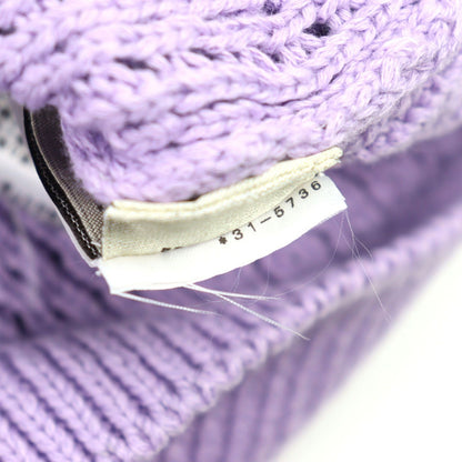 Hermes Cotton Cashmere Half Button Collared Pullover Knit Sweater Purple Black — view 8