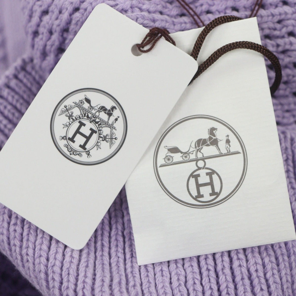 Hermes Cotton Cashmere Half Button Collared Pullover Knit Sweater Purple Black — view 9