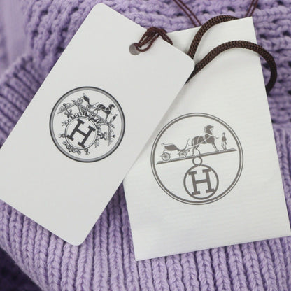 Hermes Cotton Cashmere Half Button Collared Pullover Knit Sweater Purple Black — view 9