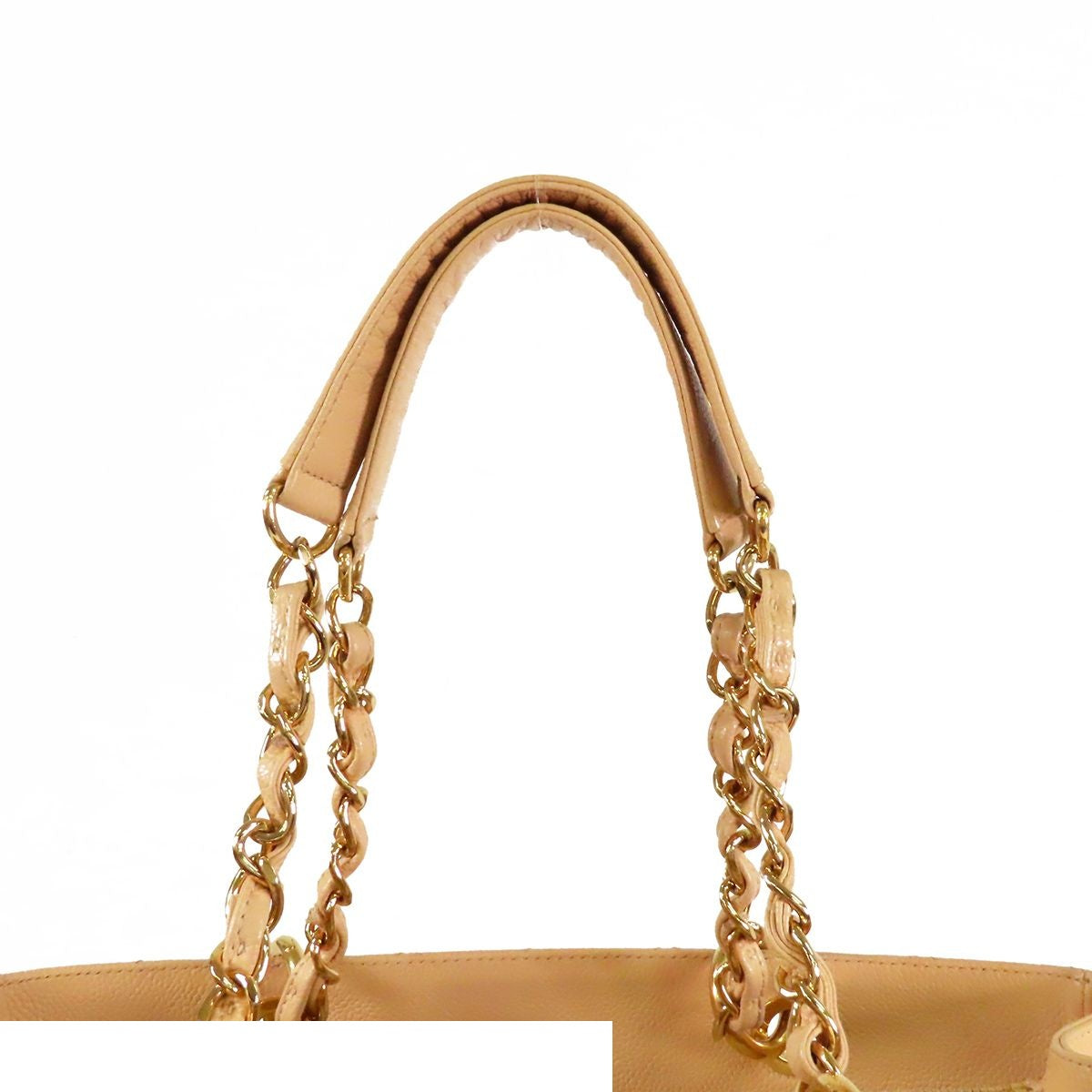 Chanel Grand Shopping Tote GST Beige Gold Caviar Leather Shoulder Bag — view 4
