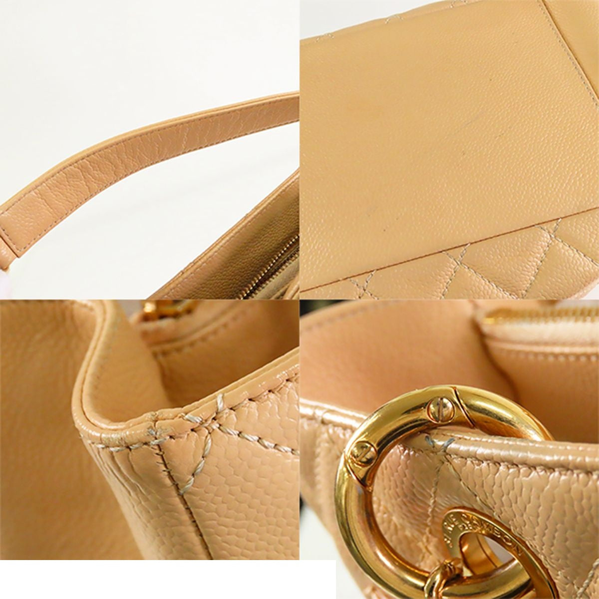 Chanel Grand Shopping Tote GST Beige Gold Caviar Leather Shoulder Bag — view 6