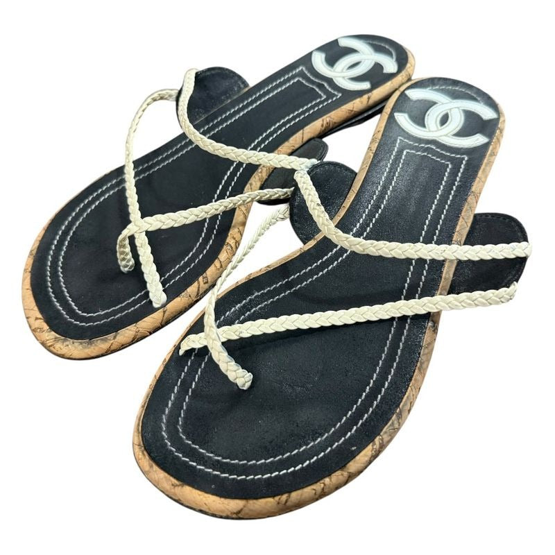 Chanel Coco Mark Strap Sandals Size 35 Black