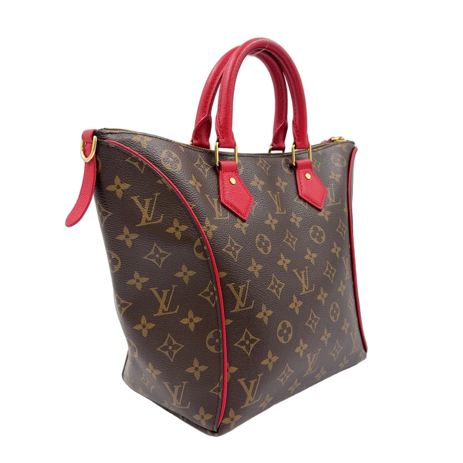 Louis Vuitton Tournelle PM Monogram Cerise Leather Brown Red Handbag Gold — view 2