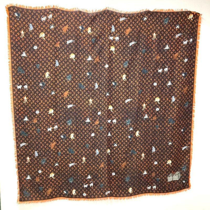 Louis Vuitton Shawl Etoile Cat Glam Mp2265 Wool Brown