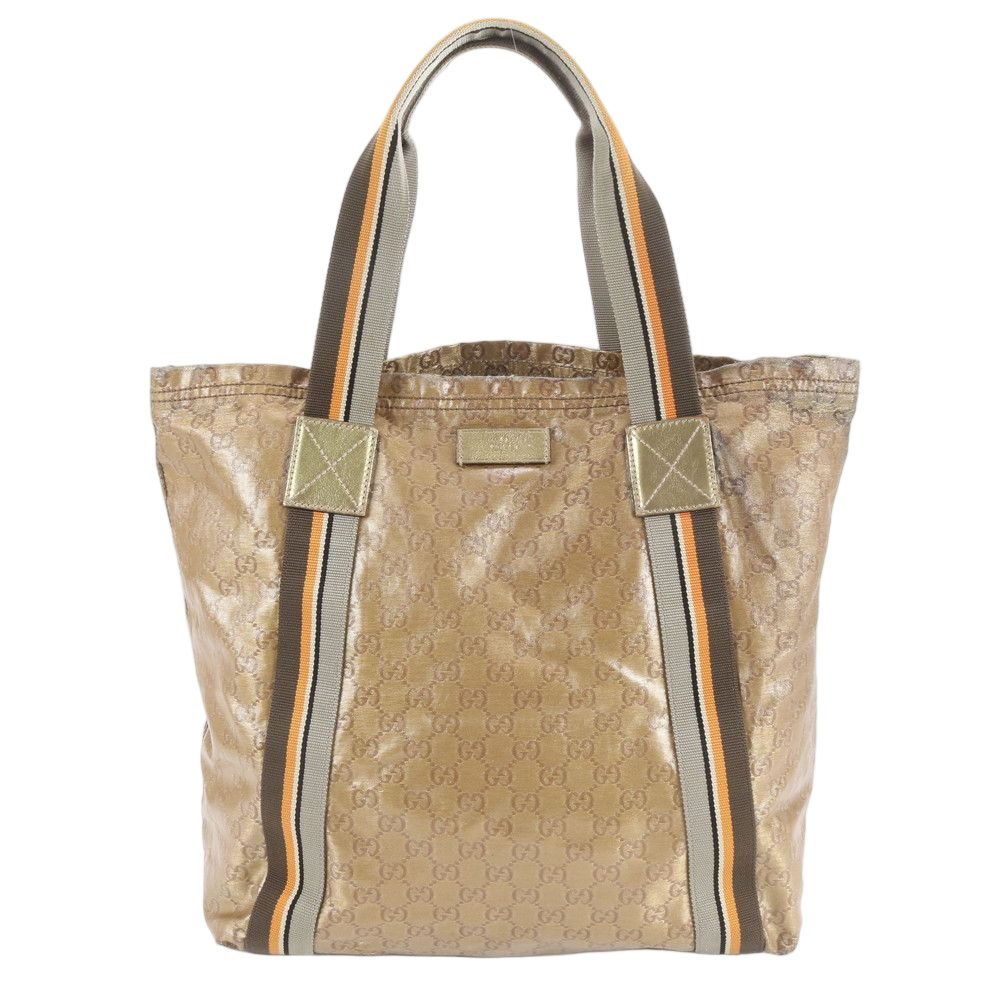 Gucci GG Supreme Leather Tote Shoulder Hand Brown Eie