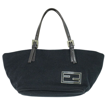 Fendi Zucca Logo Tote Cashmere Wool Black