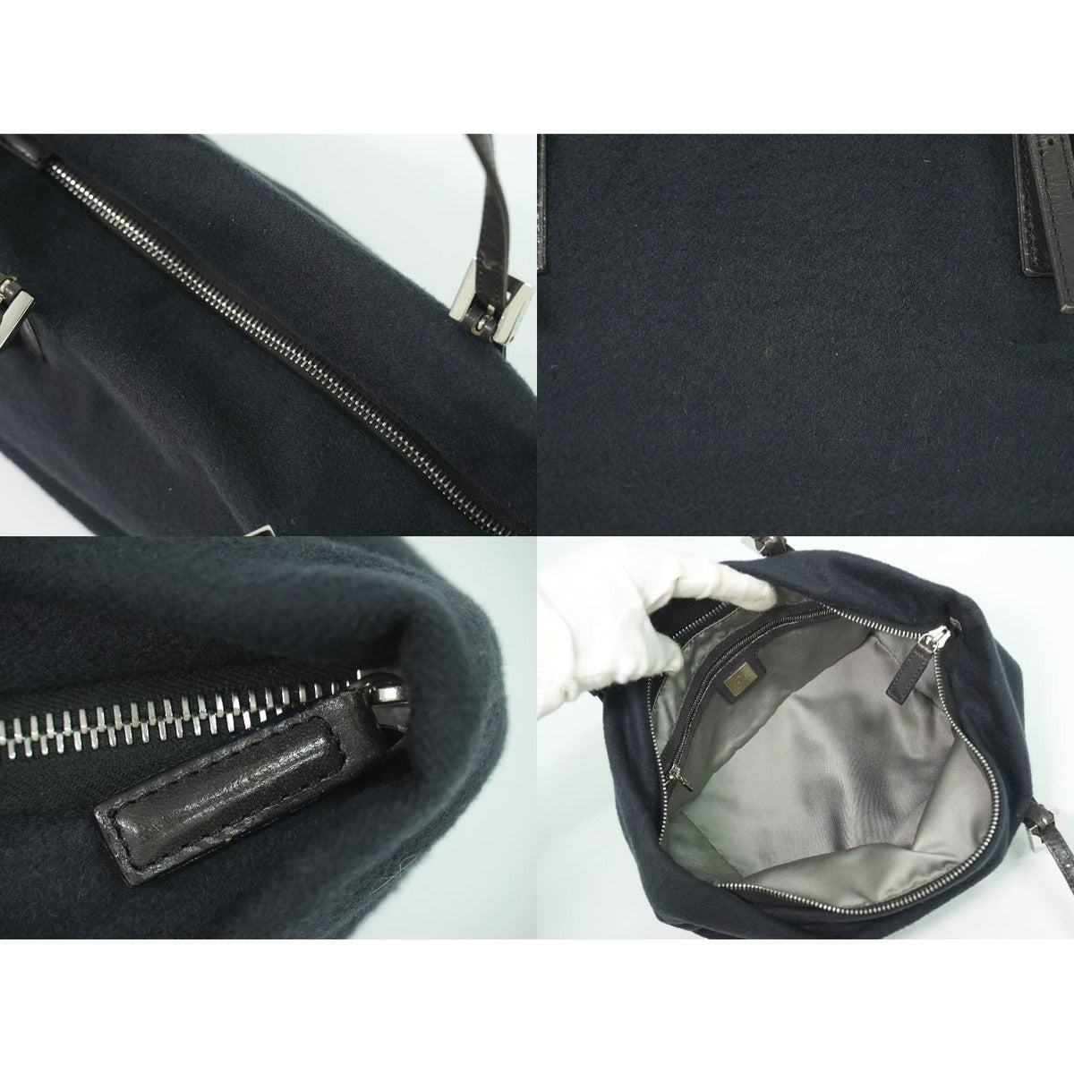Fendi Zucca Logo Tote Cashmere Wool Black — view 8