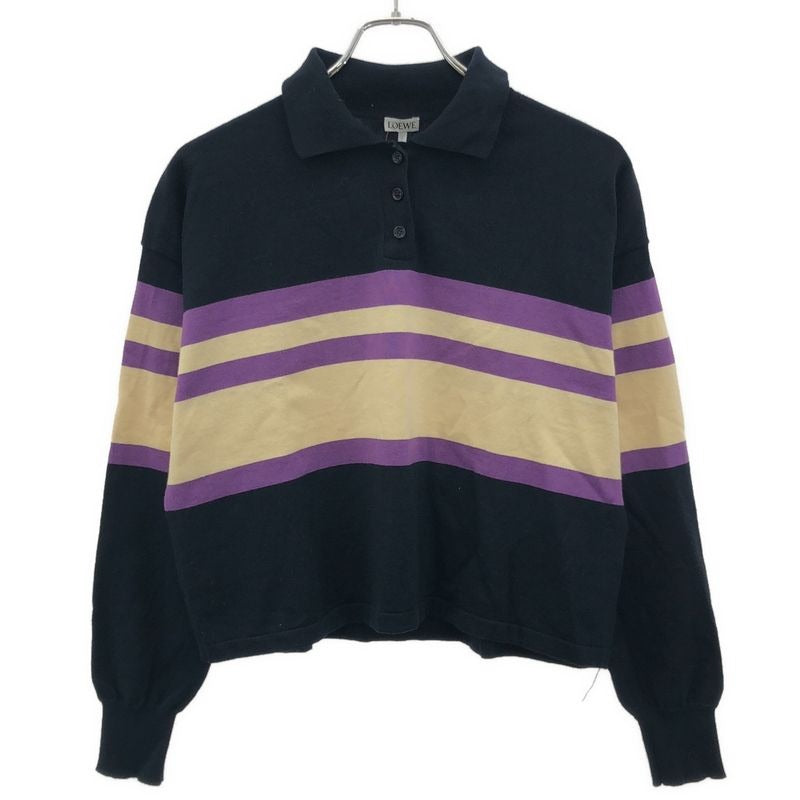 Loewe Striped Cotton Knit Polo Shirt S359 Y14 kfq Black Purple