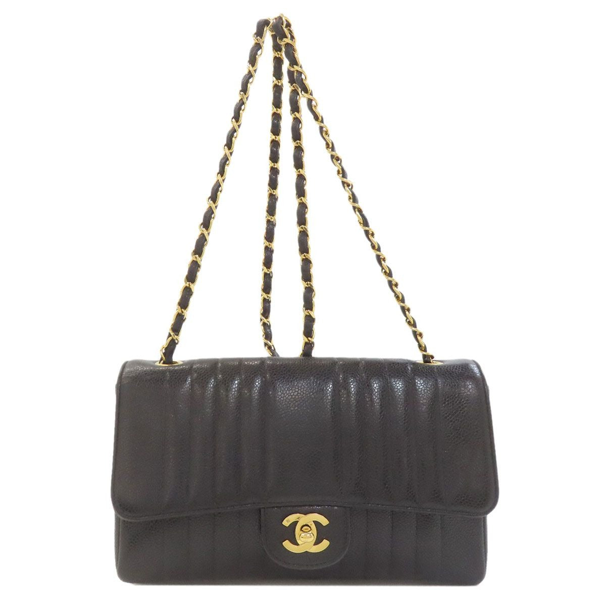 Chanel Mademoiselle Chain Shoulder Gold Bag Grained Calfskin