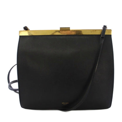 Celine Phoebe Philo Era Clasp Mini Shoulder Bag Leather Logo Foiing Black YT OH