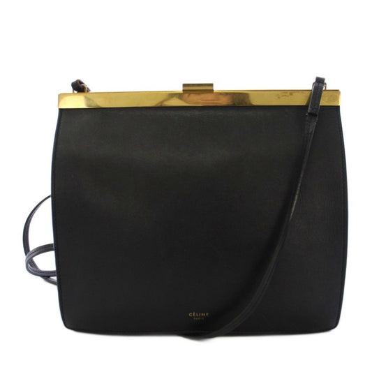 Celine Phoebe Philo Era Clasp Mini Shoulder Bag Leather Logo Foiing Black YT OH