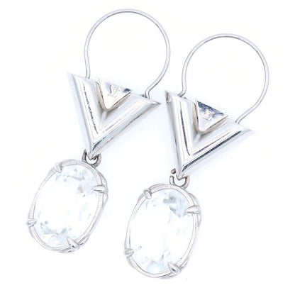 Louis Vuitton Four Palladium Crystal Earrings Silver