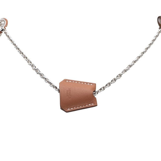 Hermes Clochette Necklace Silver Brown Metal Vorsiflte