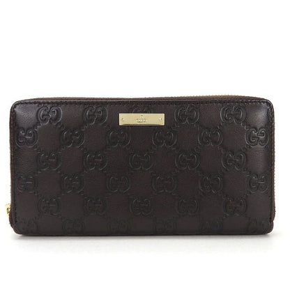 Gucci Long Wallet GG Leather Brown Dark Gold Hardware Guccissima