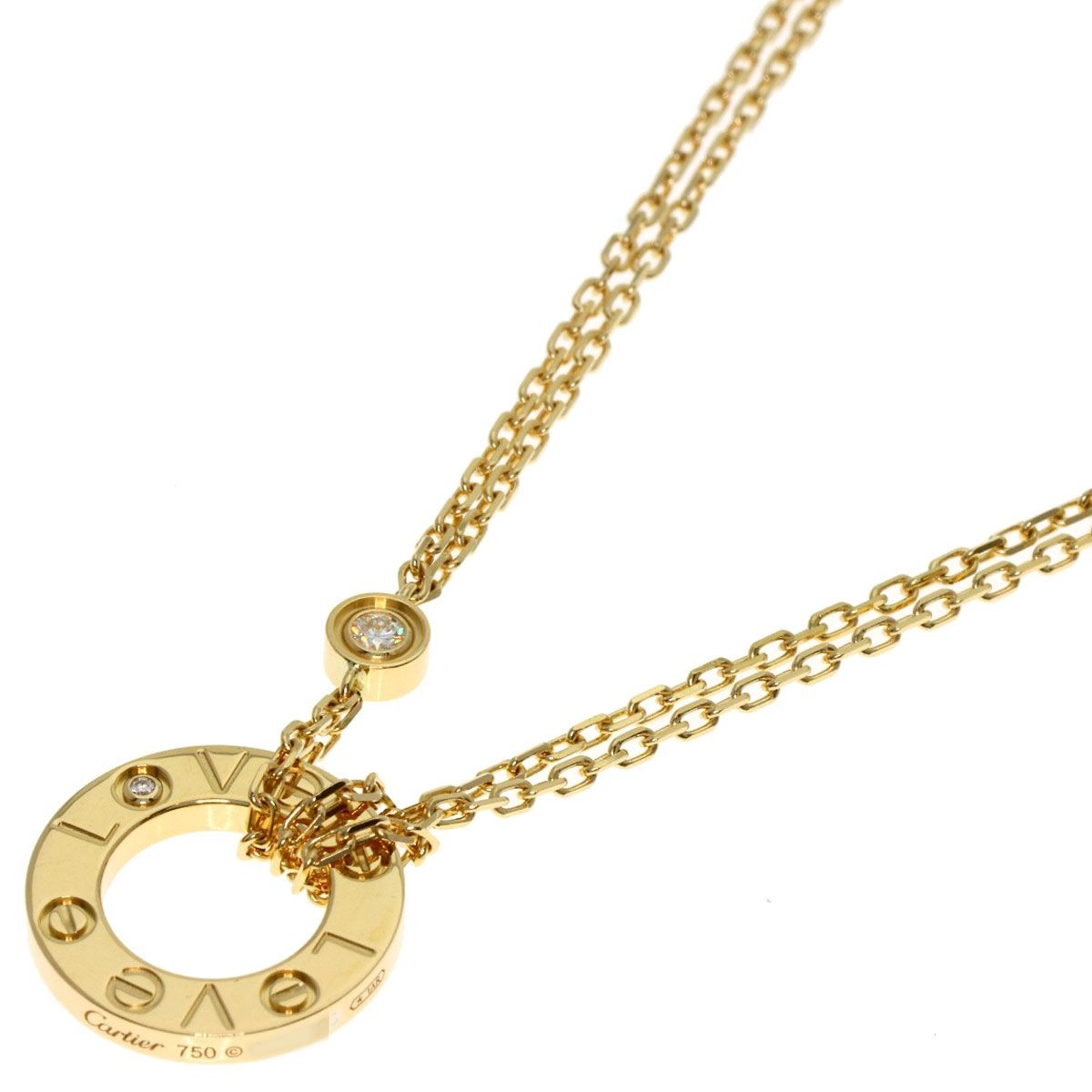 Cartier Love Circle Diamond Necklace 18k Yellow Gold
