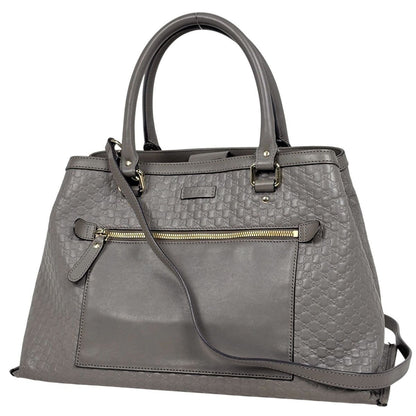 Gucci Micro Guccissima 2-Way Shoulder Bag Tote Leather Gray