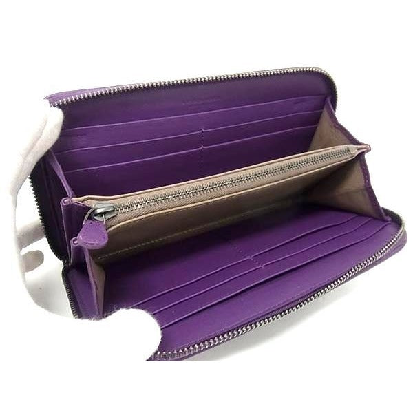 Bottega Veneta Wallet Intrecciato Purple Leather Zip Around — view 4
