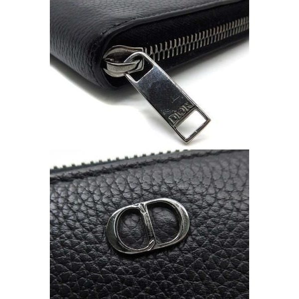 Dior Cdlogo Zip Around Wallet Leather Black — view 3