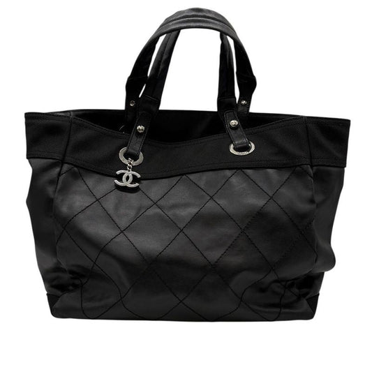 Chanel Tote Paris Biarritz MM Black Silver 3421