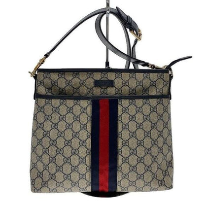 Gucci GG Supreme Ophidia Sherry Line Crossbody Bag Web Canvas Navy Tan