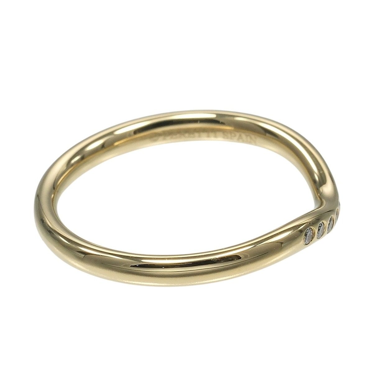 Tiffany & Co Curved Band Gold Diamond Ring — view 8
