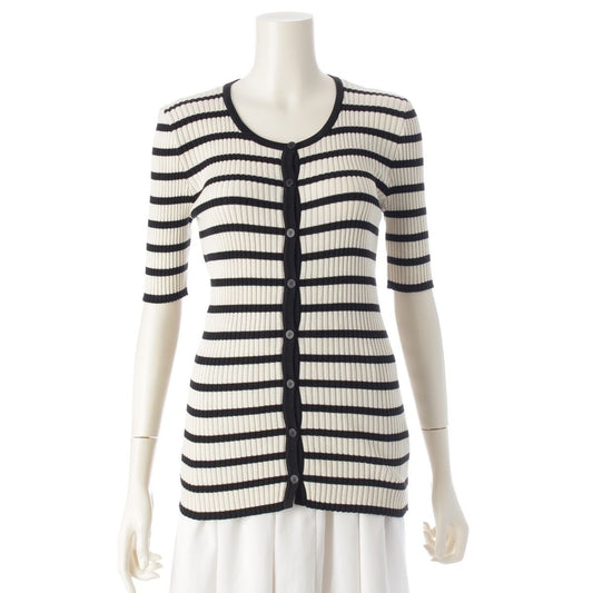 Chanel Cotton CC Logo Border Knit Ensemble Black White 40 Cardigan