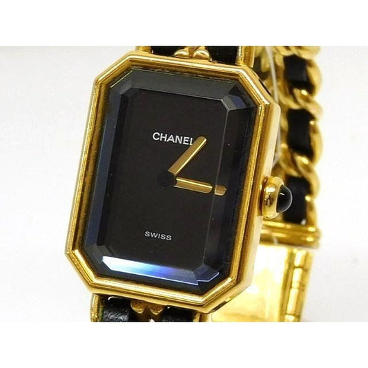 Chanel Watch Premier L Stainless Steel Gold Color Black Dial