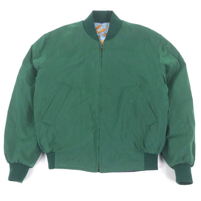 Hermes Vintage Calde Parsevo Silk Polyester Reversible Bomber Jacket Navy Green — view 2