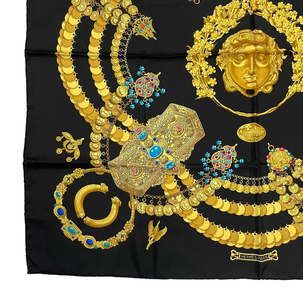 Hermes Scarf Carre 90 Silk Kosmia Space Black — view 4