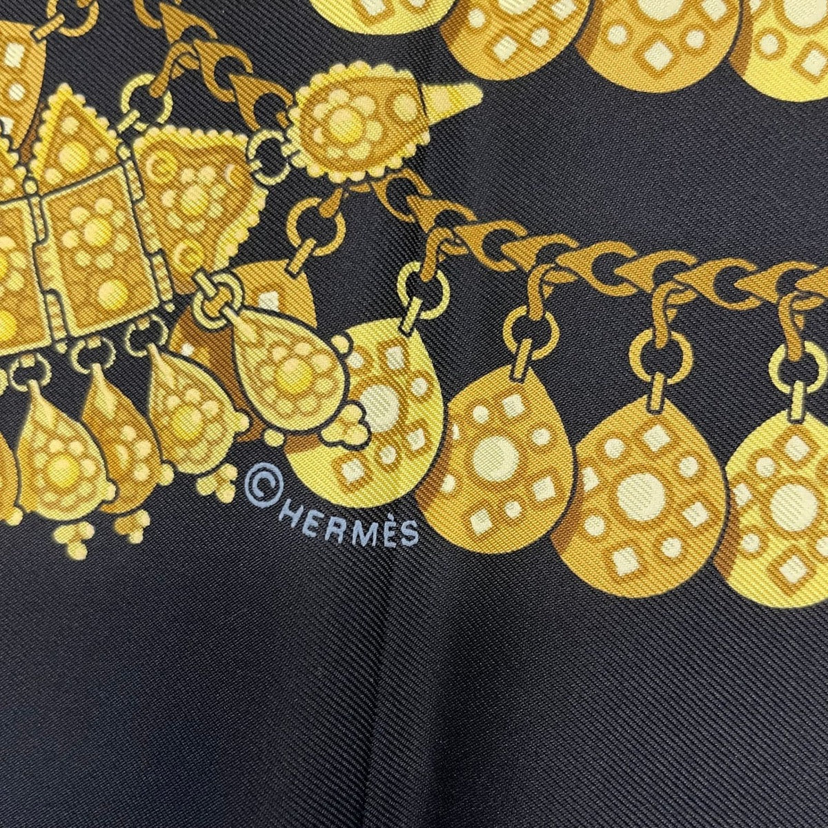 Hermes Scarf Carre 90 Silk Kosmia Space Black — view 8