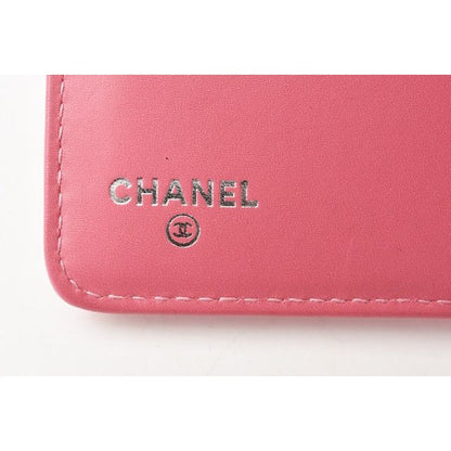 Chanel Wallet 2 Fold Leather Quilted Stitching Rose Silver — view 7