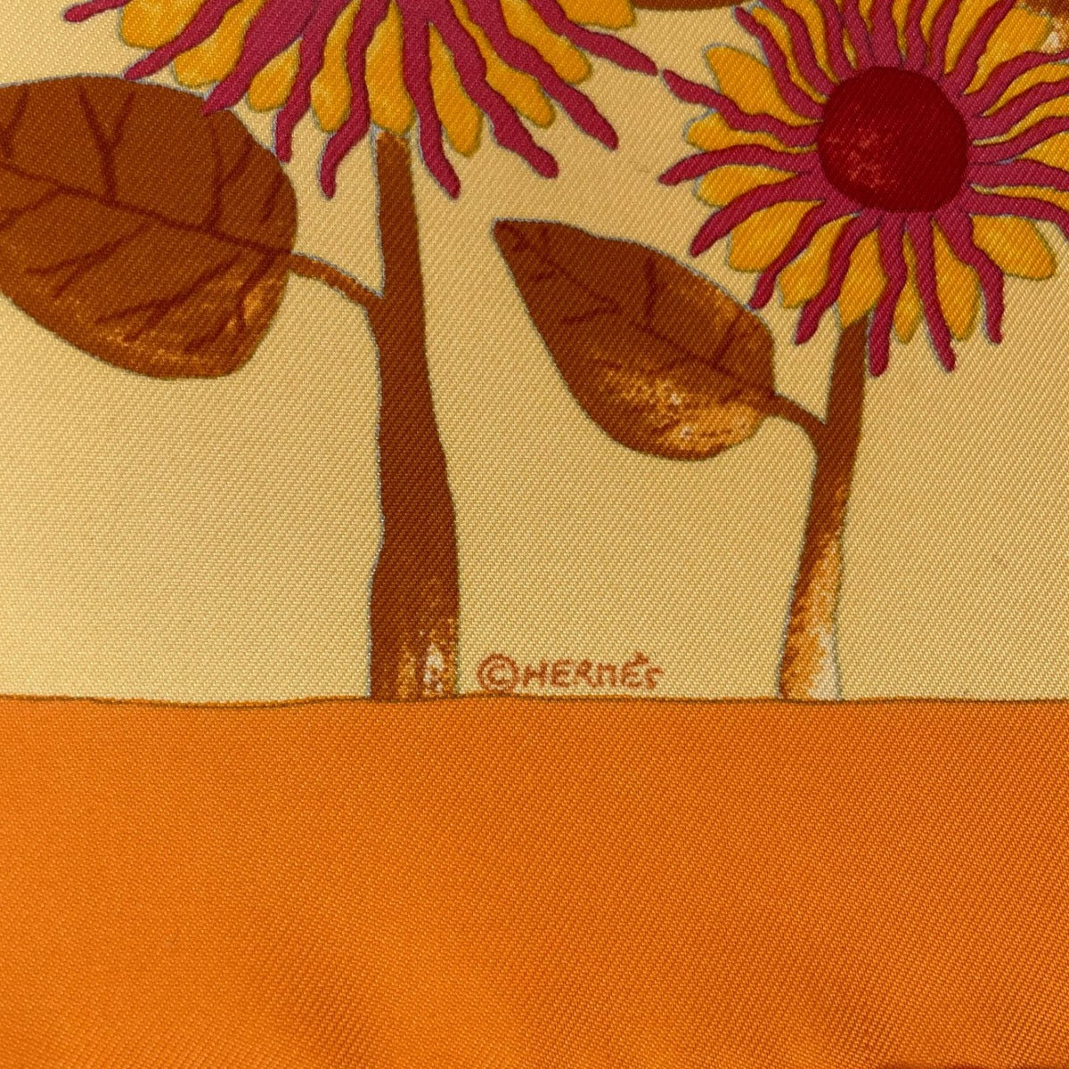 Hermes Scarf 100% Silk Tourne Sols Sunflower Orange — view 9