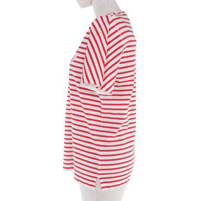 Prada Cotton Triangle Logo Border Pattern Short Sleeve T-Shirt Red White XS — view 2