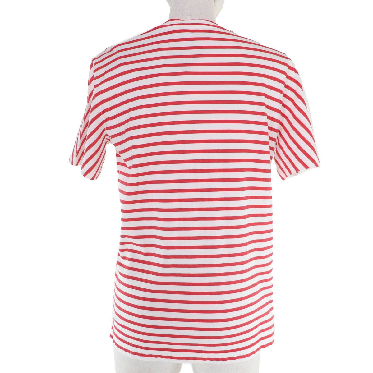 Prada Cotton Triangle Logo Border Pattern Short Sleeve T-Shirt Red White XS — view 3