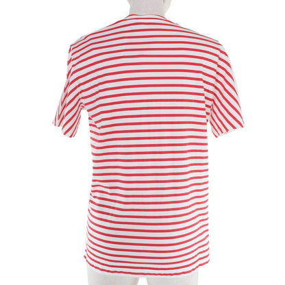 Prada Cotton Triangle Logo Border Pattern Short Sleeve T-Shirt Red White XS — view 3